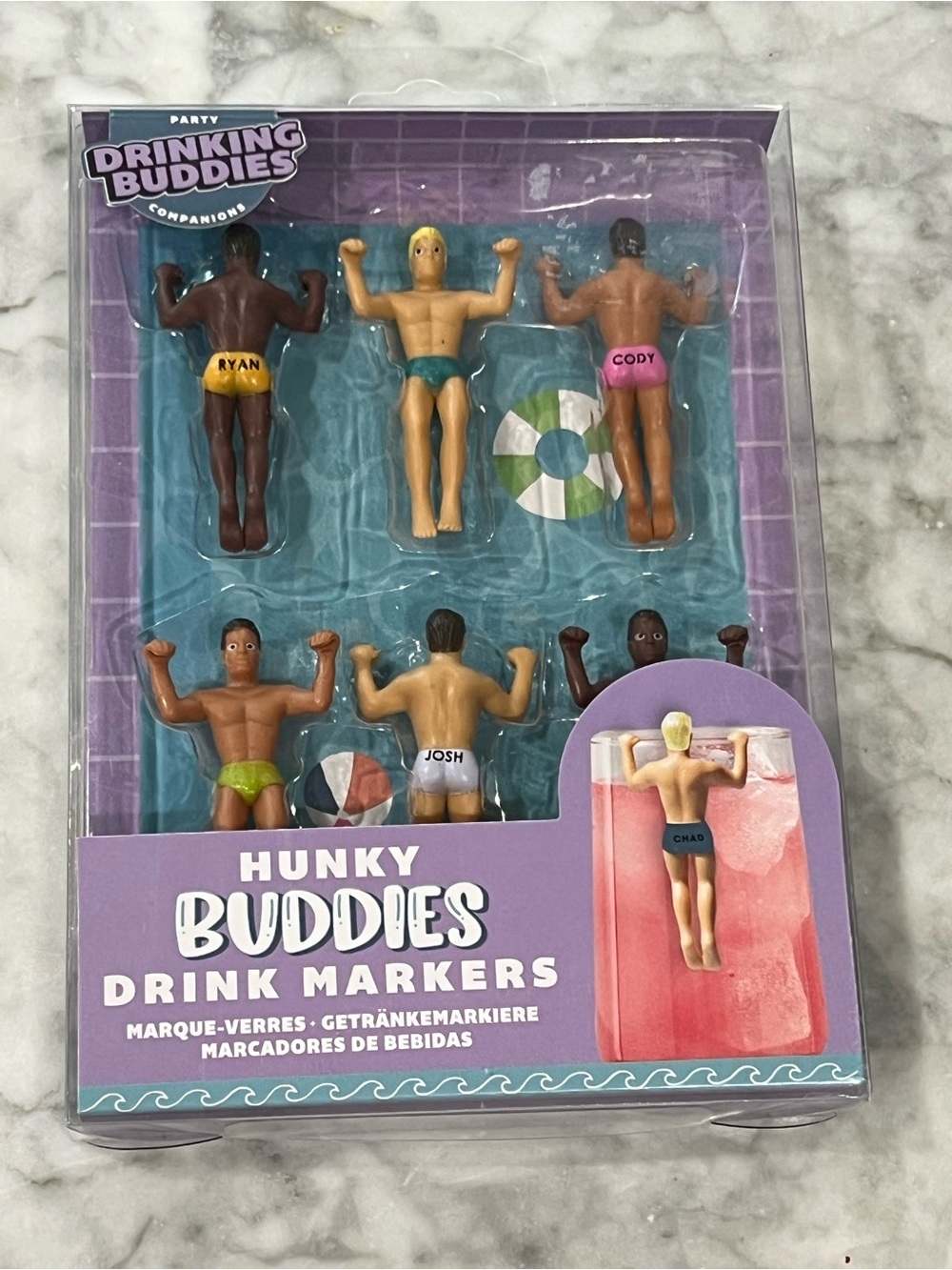 Drinking Buddies Hunky Buddies Drink Markers - Multi-Color
